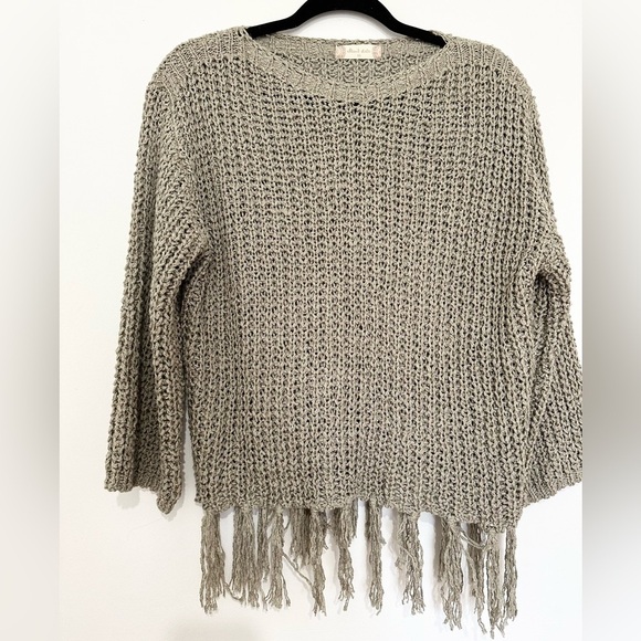 Altar’d State green fringe open knit crochet pullover sweater size XS - Picture 1 of 4